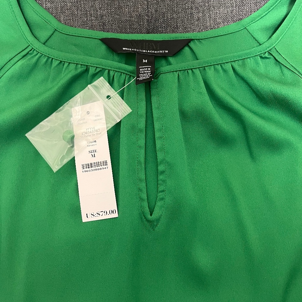 WHBM Flutter Sleeve Green Top